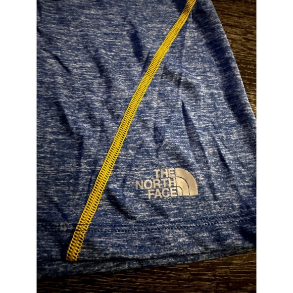 The North Face Women's Short Sleeve Athletic Top Blue Yellow Seam Detail XL - Picture 2 of 7